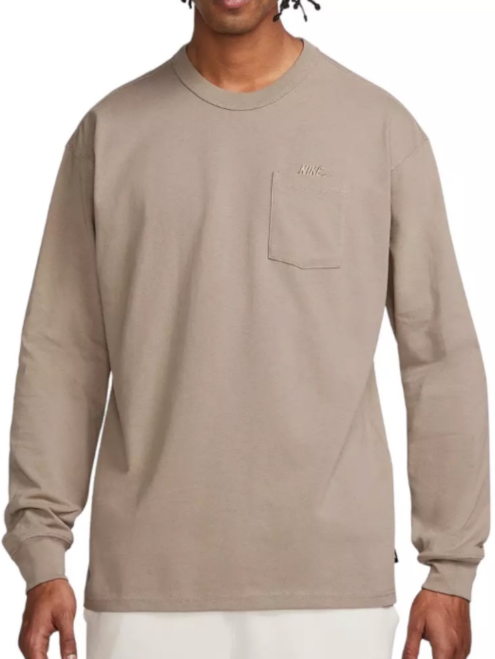 Nike Sportswear Premium Essentials Men's Long-Sleeve Pocket T-Shirt, Khaki, Lrg